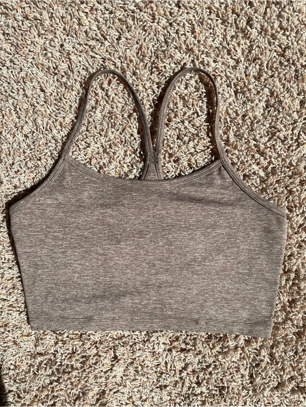 Aerie Offline Women Heather Brown Cropped Tank Top Light Support Size M Soft